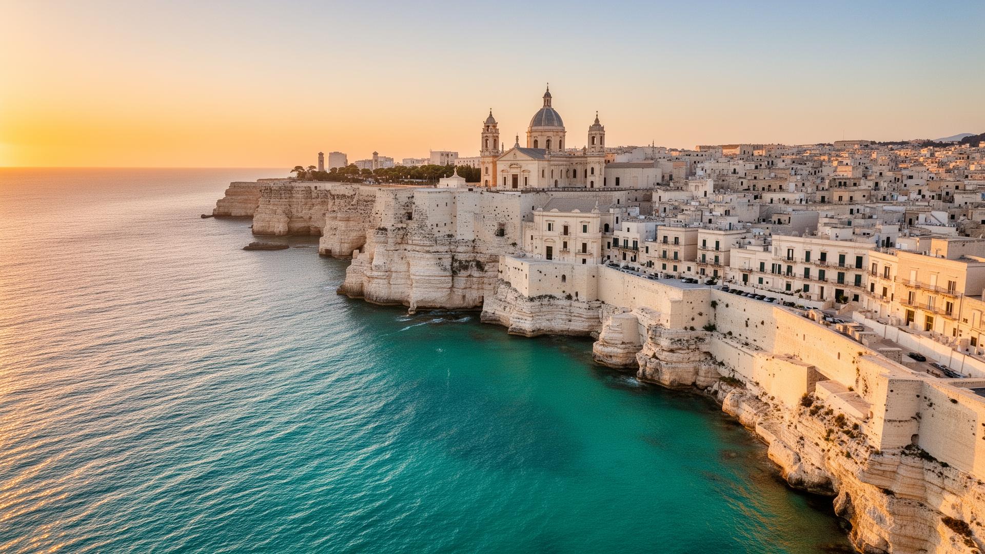 Küste von Apulien mit türkisem Meer und Salento